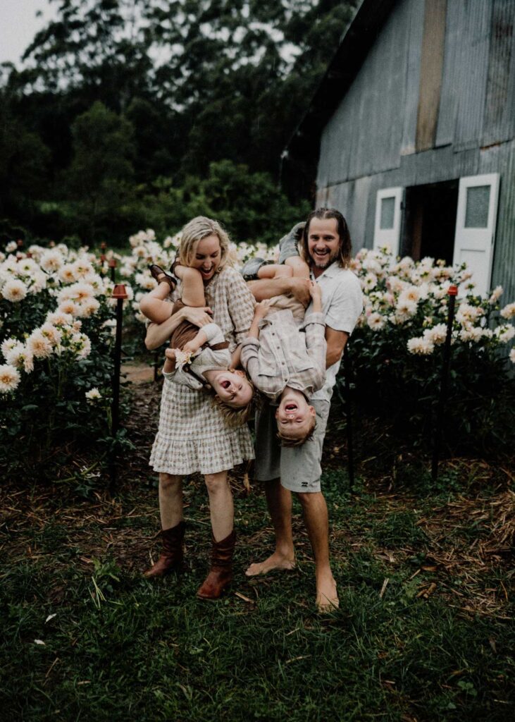 autumn best time for family photos dahlias