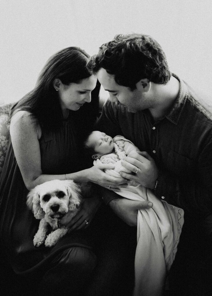 newborn family photography with dogs