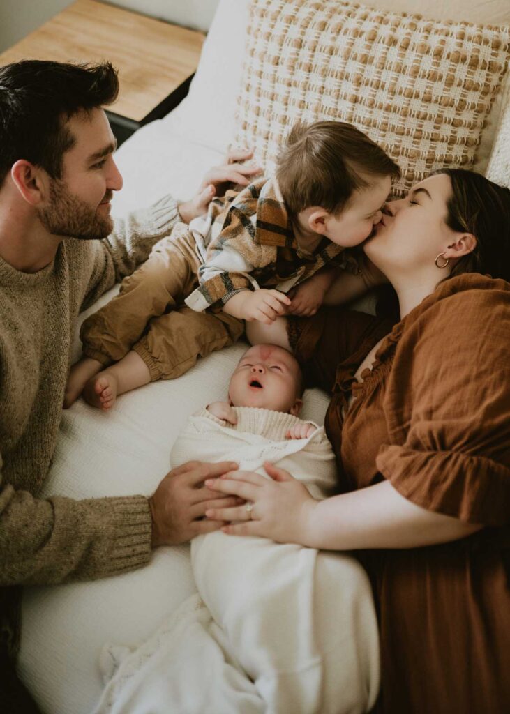 Newborn Photos at Home with a toddler